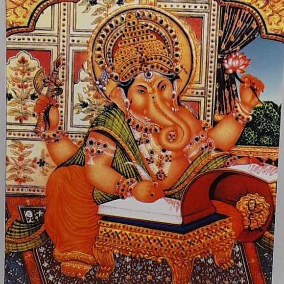 One Free With Tapestry OR Book Ganesh Hindu Satya Card Postcard Photo Frame Art - Picture 2 of 6